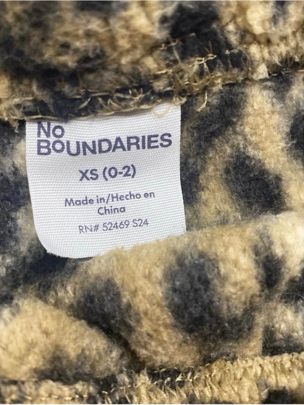 No Boundaries Leopard Sherpa Shorts - Black & Camel Fuzzy Soft Drawstring XS 0-1 - Picture 3 of 3